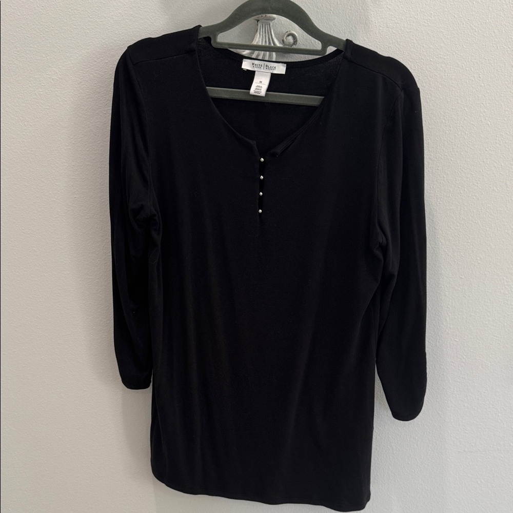 White House Black Market Black Long Sleeve Women's Tee